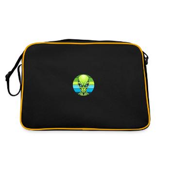 Alien Außerirdischer - Retro Tasche - Schwarz/Gold - Hinten