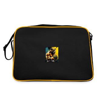 Grizzly Bär Boxer Boxen - Retro Tasche - Schwarz/Gold - Hinten
