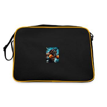 Pferd Boxer Boxen - Retro Tasche - Schwarz/Gold - Hinten