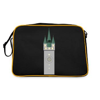 Straubing city tower at night - Retro Bag - black/gold - Back