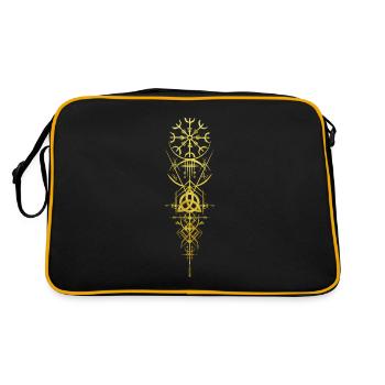 Aegishjalmur Triskele Wikinger Runen Seidr Magie - Retro Tasche - Schwarz/Gold - Hinten