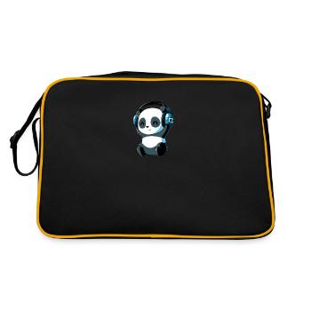 Cute Panda - Retro Tasche - Schwarz/Gold - Hinten