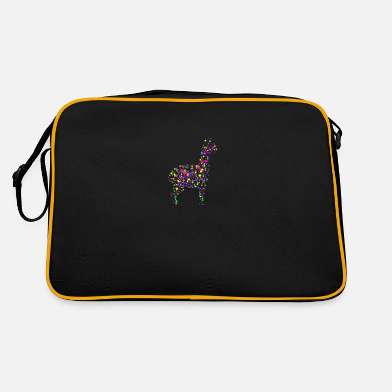 buntes Alpaka - Retro Tasche - Schwarz/Gold