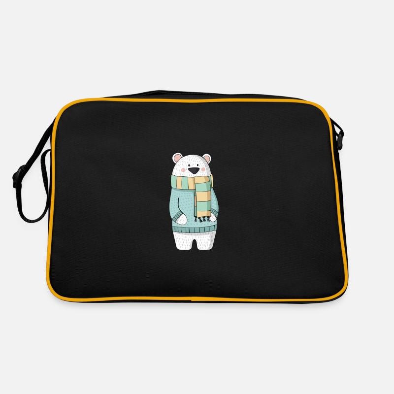 Eisbär mit Schal und Pullover Retro Tasche