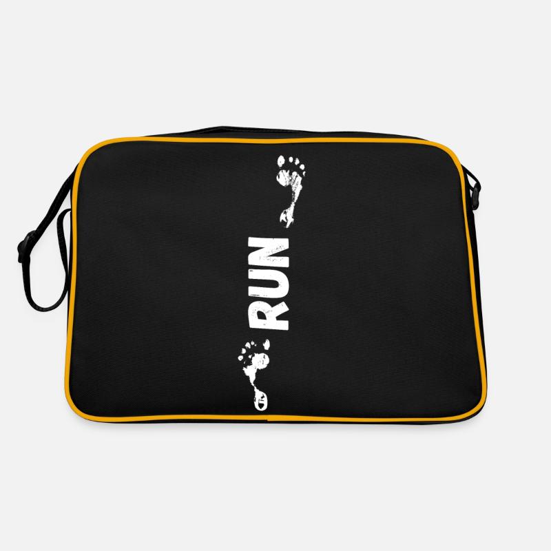 courir, jogging, jogging, coureur, course à pied, marathon, - Sac Retro - noir/or