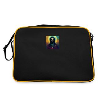 Spiritueller Rastafari - Retro Tasche - Schwarz/Gold - Hinten