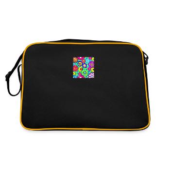 Flower Collage - Retro Tasche - Schwarz/Gold - Hinten