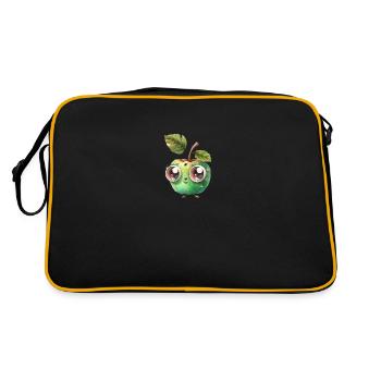 Cute apple character with googly eyes - Retro Bag - black/gold - Back