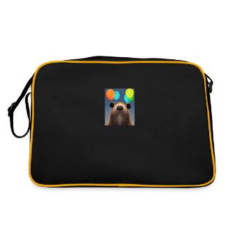 Cooles Comic Portrait von Capybara Geburtstagsparty - Retro Tasche - Schwarz/Gold - Hinten