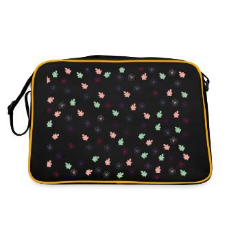 Flower & Leaf Pattern - Retro Bag - black/gold - Back