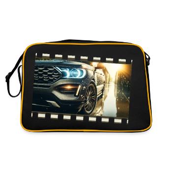 Elegance in detail – Modern car in a rainy environment - Retro Bag - black/gold - Back