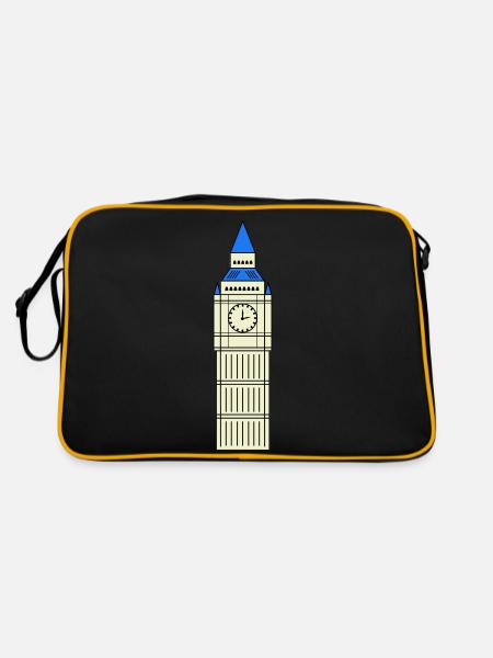 big ben design - Retro Tasche - Schwarz/Gold - Hinten