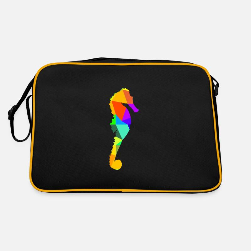 Seepferdchen Meerestier Regenbogen Tiere Polygon Retro Tasche