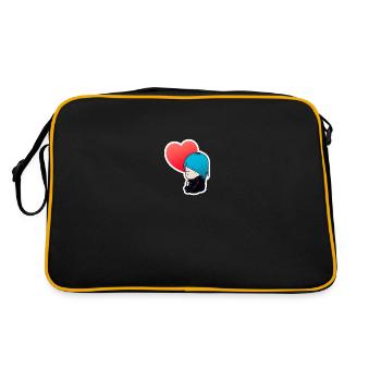 Femme au cheveux bleux et coeur façon chibi manga - Sac Retro - noir/or - Dos