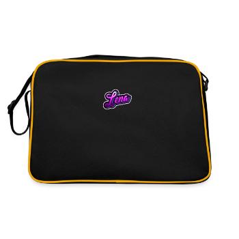 LENA - Dein personalisiertes Design - Retro Tasche - Schwarz/Gold - Hinten