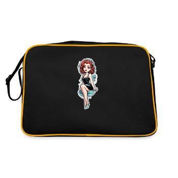 Red Hair Pinup Girl - Retro Tasche - Schwarz/Gold - Hinten