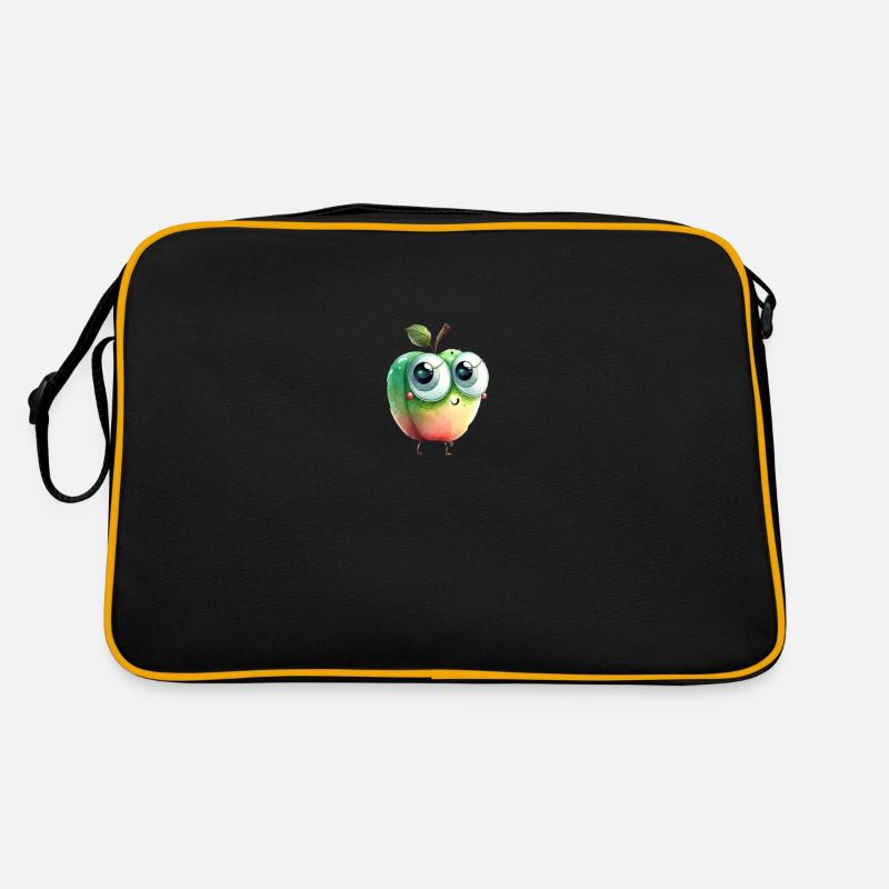 Sweet apple character with googly eyes Retro Bag