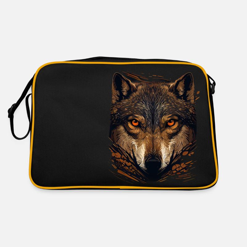 Wolf Face Brown Retro Bag