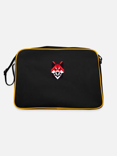 Loup Géométrique - Sac Retro - noir/or - Dos