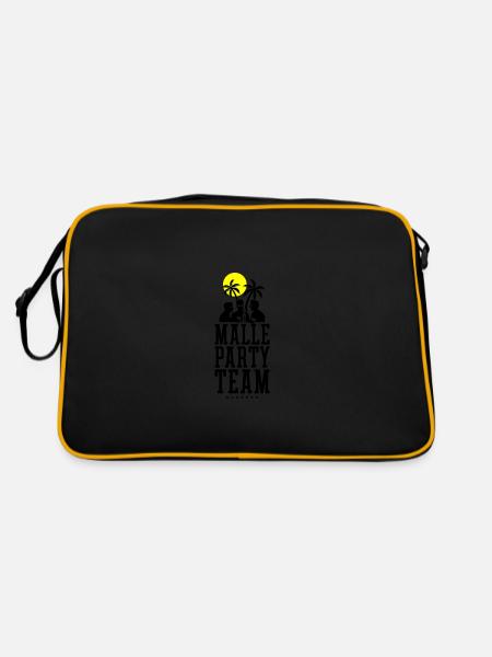 Malle Party Team Urlaub Mallorca - Retro Tasche - Schwarz/Gold - Hinten