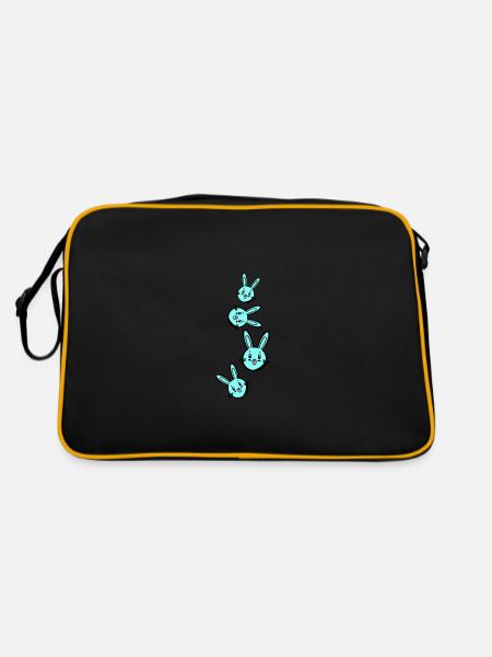 Ostern Symbol Hase - Retro Tasche - Schwarz/Gold - Hinten