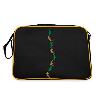 Acht Geckos - Retro Tasche - Schwarz/Gold - Hinten
