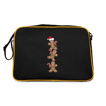 Weihnachten Plätzchen Shirt - Retro Tasche - Schwarz/Gold - Hinten