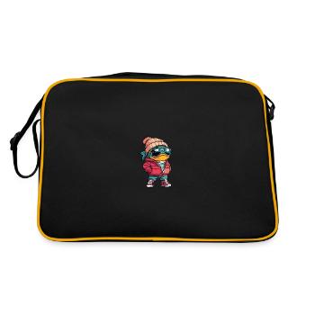 Piranha Fische Winter Comic - Retro Tasche - Schwarz/Gold - Hinten