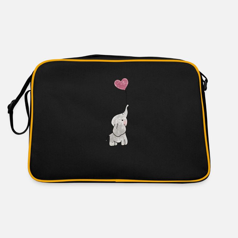 Elefantenherz - Retro Tasche - Schwarz/Gold