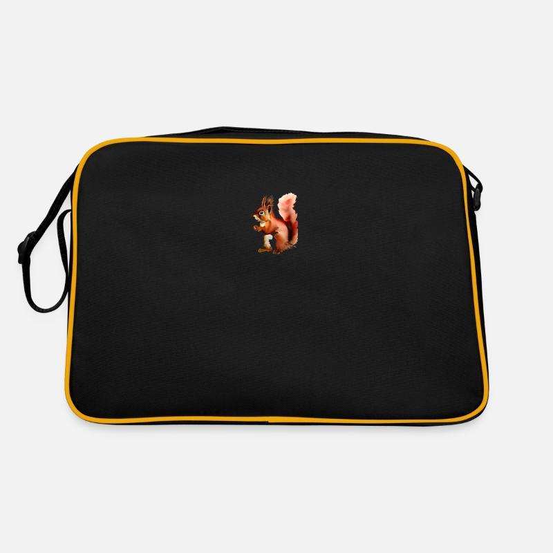 Rotes Eichhörnchen mit einfarbigem Hintergrund Retro Tasche