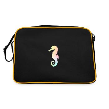 Seahorse In Unicorn Rainbow Ombre - Retro Bag - black/gold - Back