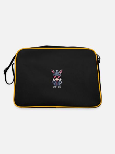 Esel Winter - Retro Tasche - Schwarz/Gold - Hinten