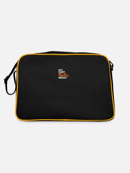 Squash Grower Kürbis Pflanzer Herbst - Retro Tasche - Schwarz/Gold - Hinten