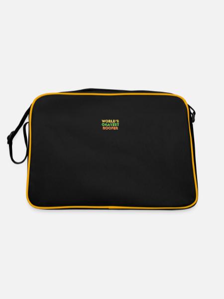 Funny Roofer Shingles Humor Roof Work - Retro Bag - black/gold - Back