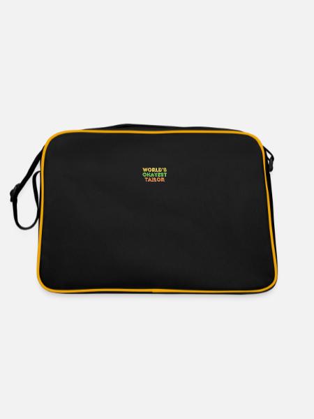 'World's Okayest Tailor' Comical Tee - Retro Tasche - Schwarz/Gold - Hinten