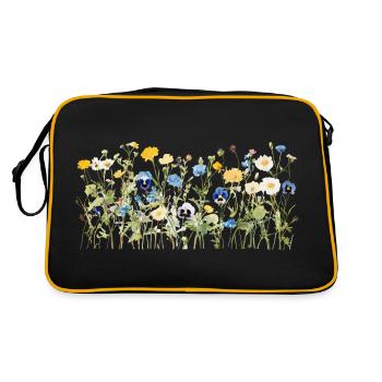 Wildflower Meadow - Natural Watercolor Blooms - Retro Bag - black/gold - Back