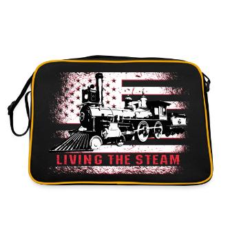 Conducteur de train, locomotive américaine, drapeau des États-Unis - Sac Retro - noir/or - Dos