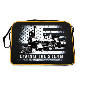 Conducteur de train, locomotive américaine, drapeau des États-Unis - Sac Retro - noir/or - Dos
