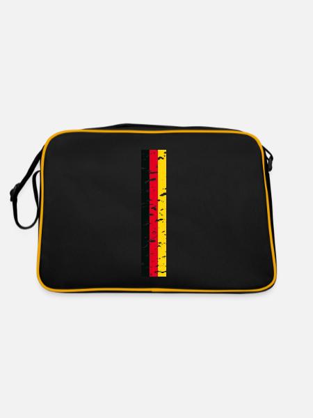 Deutschland T-Shirt Outfit Design - Retro Tasche - Schwarz/Gold - Hinten