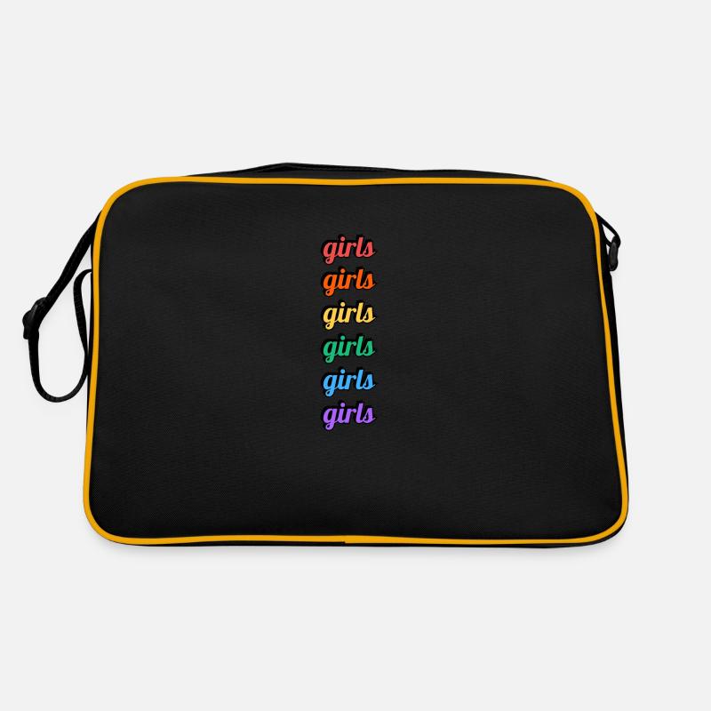 Lesbische Mädchen Regenbogen Text Retro Tasche