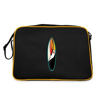 Tukan Surfbrett surfen - Retro Tasche - Schwarz/Gold - Hinten