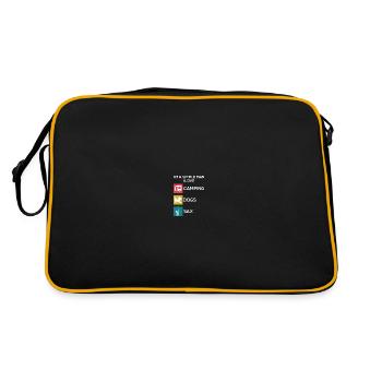 Saxophon Camping Hunde Männer - Retro Tasche - Schwarz/Gold - Hinten