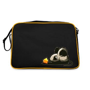 Baby Maus mit Käse - Retro Tasche - Schwarz/Gold - Hinten