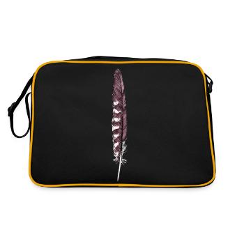 Plume brun-blanc dessinée à la main (crécerelle) - Sac Retro - noir/or - Dos