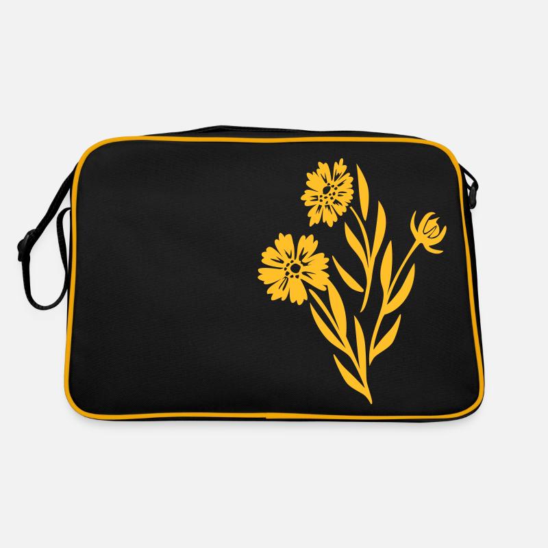 Fleurs fleur enfant fleur fleur idée cadeau - Sac Retro - noir/or
