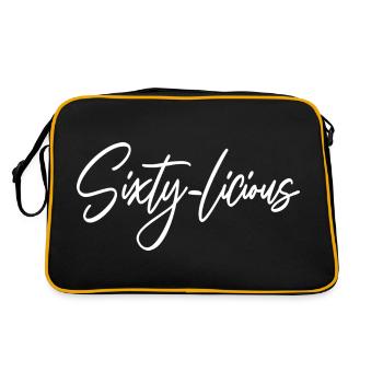 Sixty-Licious Funny 60th Birthday Party Männer Frauen - Retro Tasche - Schwarz/Gold - Hinten