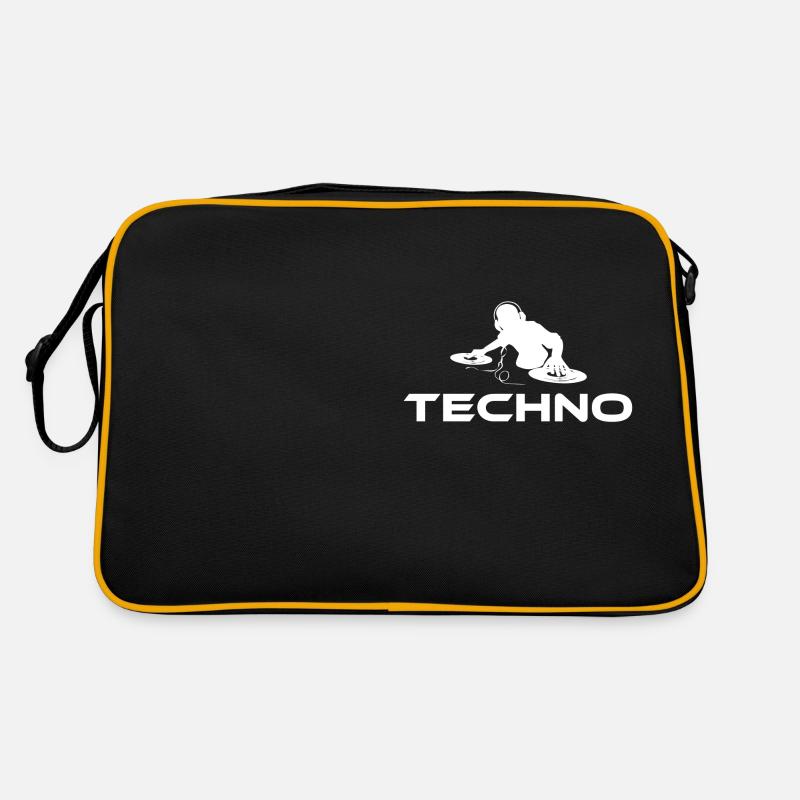 techno dj weiß - Retro Tasche - Schwarz/Gold