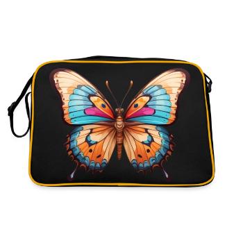 Bunte Schmetterlingszeichnung - Retro Tasche - Schwarz/Gold - Hinten