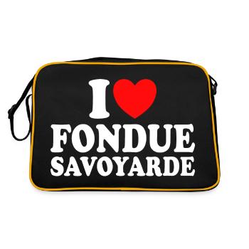 Weihnachten Ich liebe Fondue Savoyer Küche - Retro Tasche - Schwarz/Gold - Hinten
