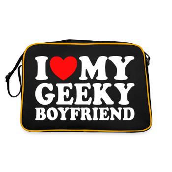 J'aime Mon Petit Ami Geek J'Adore Mon Copain Geek - Sac Retro - noir/or - Dos
